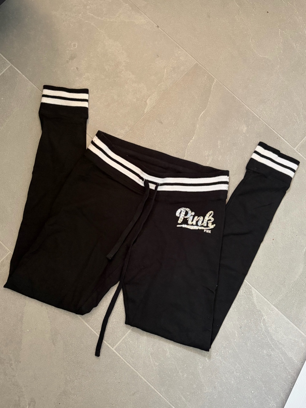 PINK Victoria's Secret Logo Black Girls' Lounge leggings